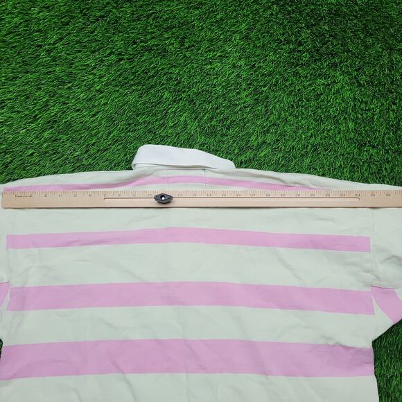 Vintage Y2K Columbiaknit Rugby Shirt Mens XL USA Made Pink Stripe Preppy Ivy - Picture 7 of 10